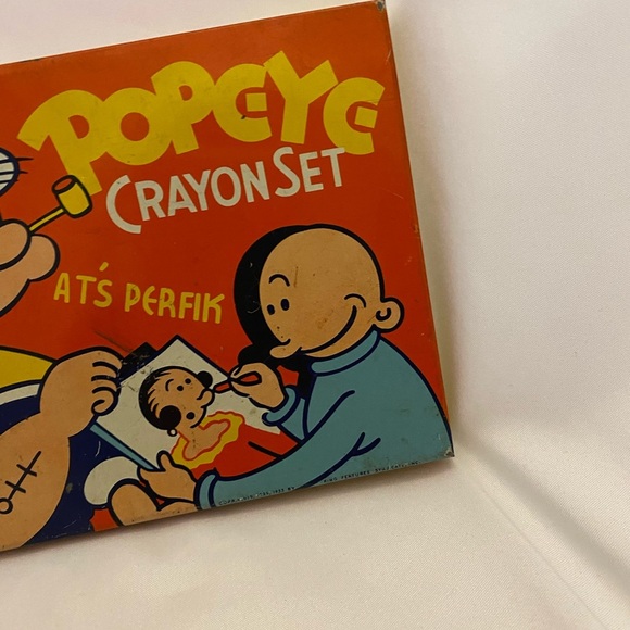 Vintage Popeye Tin Crayon Case with Chubby Chunky Crayons King  American Crayon - Picture 6 of 15